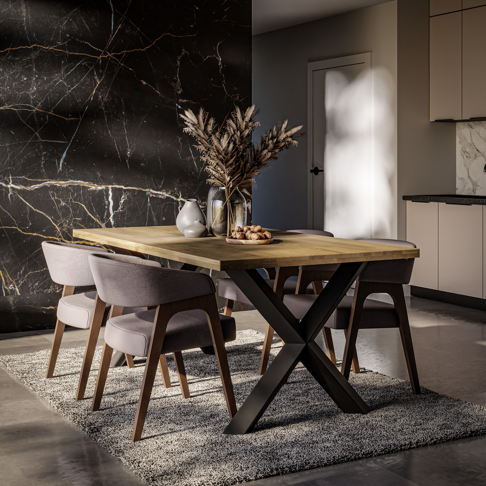 Duży stół MALMO 180x100 cm na czarnych metalowych nogach